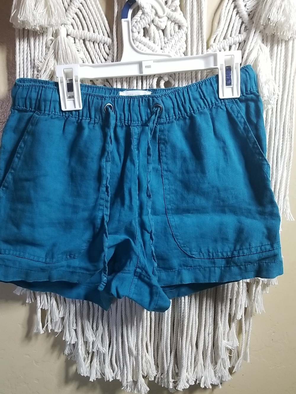 C&C California Teal Drawstring Linen-Blend Athletic Shorts